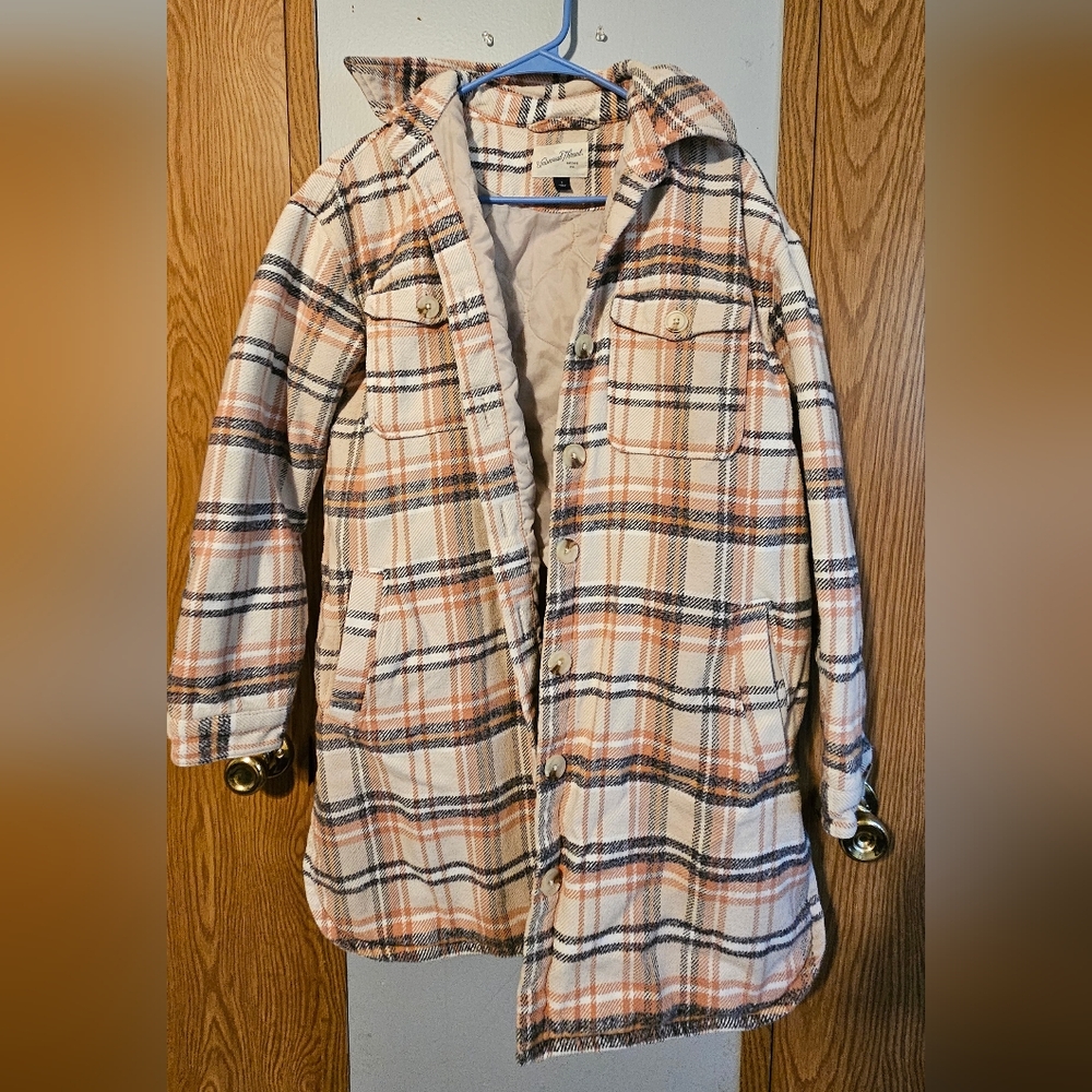 Universal Thread Plaid Trench Coat - Cream and Orange